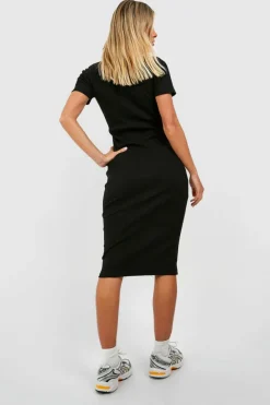 Midi Dresses|Boohoo Basics*boohoo Basic Cap Sleeve Bodycon Midi Dress black