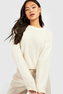 Jumpers*boohoo Basic Crew Neck Boxy Jumper cream