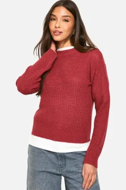 Jumpers|Up To 80% Off Winter Warmers*boohoo Basic Crew Neck Crop Jumper berry