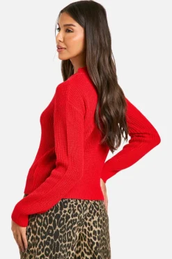 Jumpers|Jumpers & Cardigans*boohoo Basic Crew Neck Crop Jumper red