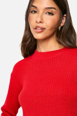 Jumpers|Jumpers & Cardigans*boohoo Basic Crew Neck Crop Jumper red