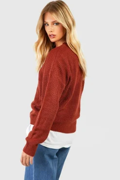 Jumpers|Knitwear*boohoo Basic Crew Neck Jumper rust