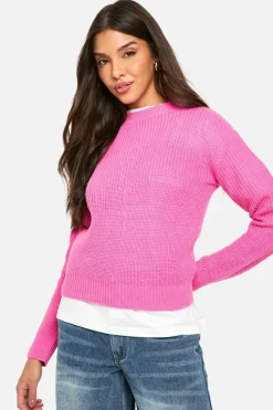 Jumpers|Up To 80% Off Winter Warmers*boohoo Basic Crew Neck Jumper pink