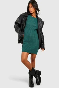 Jumper Dresses|Jumper Dresses*boohoo Basic Crew Neck Jumper Dress bottle