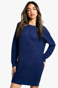 Mini Dresses|Jumper Dresses*boohoo Basic Crew Neck Jumper Dress navy