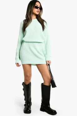 Mini Dresses|Jumper Dresses*boohoo Basic Crew Neck Jumper Dress mint