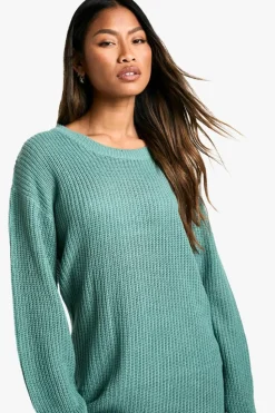 Jumper Dresses|Jumper Dresses*boohoo Basic Crew Neck Jumper Dress jade