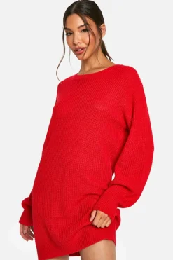 Jumper Dresses|Jumper Dresses*boohoo Basic Crew Neck Jumper Dress red