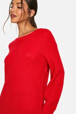 Jumper Dresses|Jumper Dresses*boohoo Basic Crew Neck Jumper Dress red