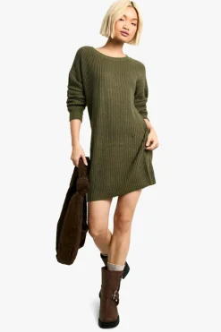 Jumper Dresses|Jumper Dresses*boohoo Basic Crew Neck Jumper Dress olive