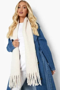 Scarves|Scarves*boohoo Basic Fringe Scarf cream