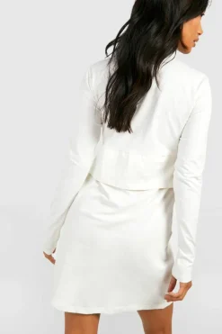T-Shirt Dresses|Shirt Dresses*boohoo Basic Long Sleeve Crew Neck Oversized T-Shirt Dress stone