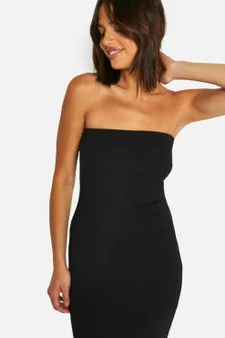Bodycon Dresses*boohoo Basic Rib Bandeau Midaxi Dress black