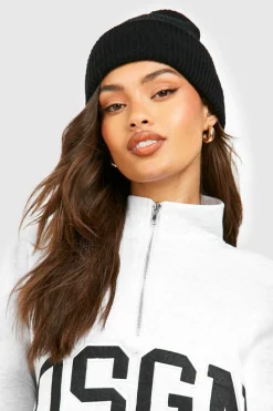 Hats & Gloves|Hats & Gloves*boohoo Basic Rib Beanie black