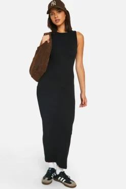 Bodycon Dresses|Maxi Dresses*boohoo Basic Rib Racer Midaxi Dress black