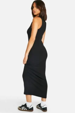 Bodycon Dresses|Maxi Dresses*boohoo Basic Rib Racer Midaxi Dress black