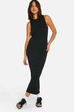 Bodycon Dresses|Maxi Dresses*boohoo Basic Rib Racer Midaxi Dress black