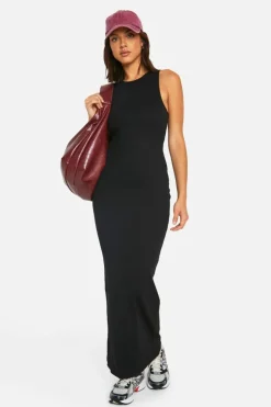 Bodycon Dresses*boohoo Basic Rib Racer Neck Maxi Dress black