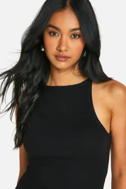Bodycon Dresses*boohoo Basic Rib Racer Neck Maxi black