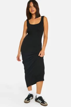 Bodycon Dresses|Maxi Dresses*boohoo Basic Rib Scoop Maxi Dress black