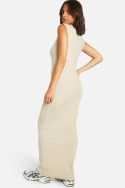 Bodycon Dresses*boohoo Basic Rib Scoop Maxi Dress stone