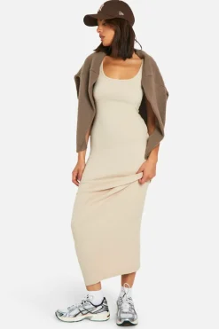 Bodycon Dresses*boohoo Basic Rib Scoop Maxi Dress stone