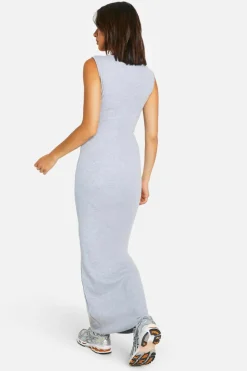Bodycon Dresses*boohoo Basic Rib Scoop Maxi Dress grey marl