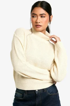 Jumpers|Knitwear*boohoo Basic Roll Neck Crop Jumper stone