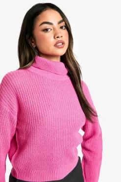 Jumpers|Jumpers & Cardigans*boohoo Basic Roll Neck Crop Jumper pink
