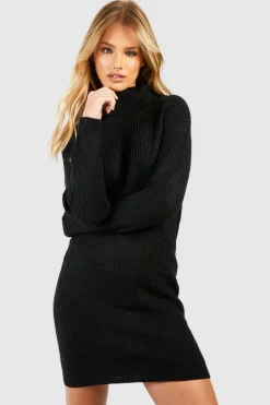 Jumper Dresses|Jumper Dresses*boohoo Basic Roll Neck Jumper Dress black