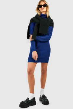Jumper Dresses|Jumper Dresses*boohoo Basic Roll Neck Jumper Dress navy