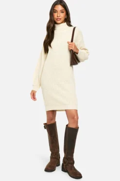 Jumper Dresses|Jumper Dresses*boohoo Basic Roll Neck Jumper Dress stone