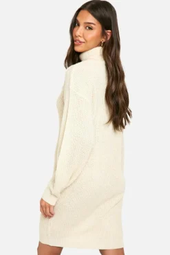 Jumper Dresses|Jumper Dresses*boohoo Basic Roll Neck Jumper Dress stone