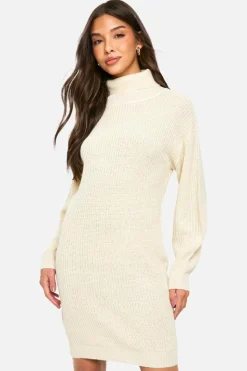Jumper Dresses|Jumper Dresses*boohoo Basic Roll Neck Jumper Dress stone
