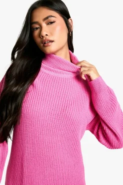 Mini Dresses|Jumper Dresses*boohoo Basic Roll Neck Jumper Dress pink