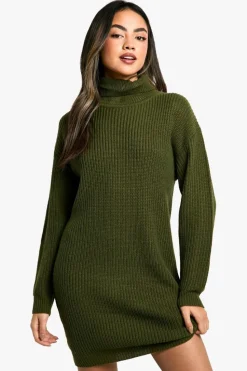 Jumper Dresses|Jumper Dresses*boohoo Basic Roll Neck Jumper Dress forest