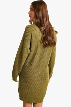 Jumper Dresses|Jumper Dresses*boohoo Basic Roll Neck Jumper Dress khaki