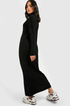 Jumper Dresses|Jumper Dresses*boohoo Basic Roll Neck Midaxi Knitted Dress black