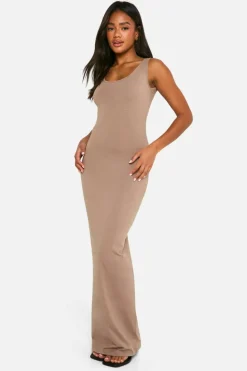 Bodycon Dresses|Maxi Dresses*boohoo Basic Scoop Neck Maxi Dress mocha