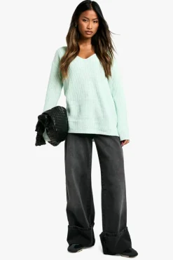 Jumpers|Jumpers & Cardigans*boohoo Basic V Neck Jumper mint