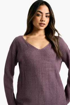 Jumpers*boohoo Basic V Neck Jumper purple