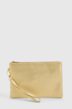 Handbags|Clutch Bags*boohoo Basic Zip Top Clutch Bag gold