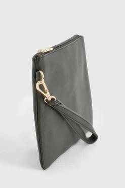 Handbags|Clutch Bags*boohoo Basic Zip Top Clutch Bag black