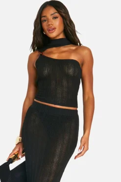 Knitted Co-Ords|Skirts*boohoo Bead Cut Out Detail Top And Maxi Skirt Set black