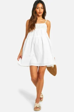 Smock Dresses*boohoo Bead Embellished Smock Dress white