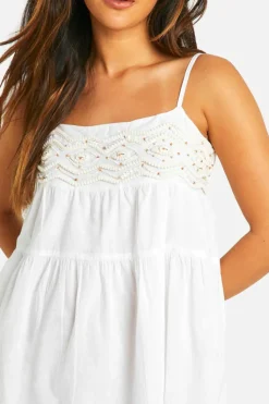 Smock Dresses*boohoo Bead Embellished Smock Dress white