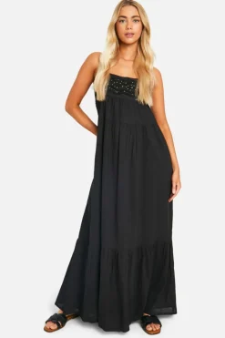 Smock Dresses*boohoo Bead Embellished Smock Maxi Dress black