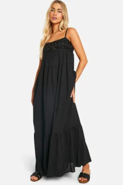 Smock Dresses*boohoo Bead Embellished Smock Maxi Dress black