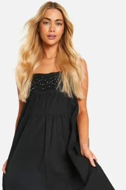 Smock Dresses*boohoo Bead Embellished Smock Maxi Dress black