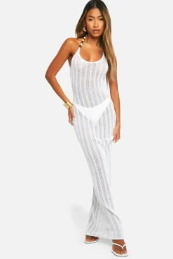 Jumper Dresses|Jumper Dresses*boohoo Bead Strap Detail Crochet Maxi Dress white